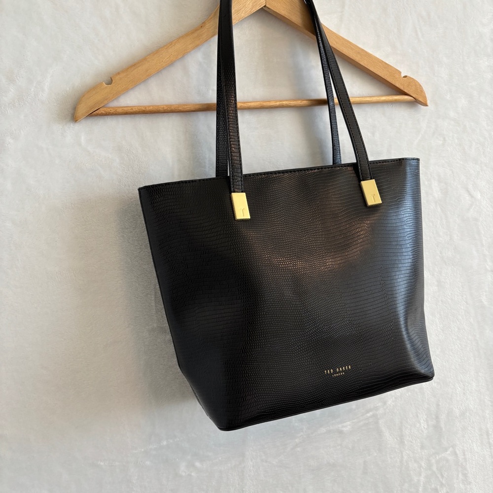 Ted Baker Black leather pebble Textured Delma shopper Tote Bag - Picture 3 of 16